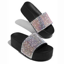 Summer Women Slippers Thick Bottom Platform Wedges Ladies Flip Flops Outdoor Bling Bohemian Beach Shoes Slippers Female Sandals 2024 - buy cheap