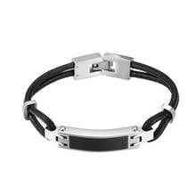 LL037 diferente longitud-urna de barra de acero inoxidable 316L joyería para cenizas hecha de cuero genuino negro pulsera de joyería conmemorativa 2024 - compra barato