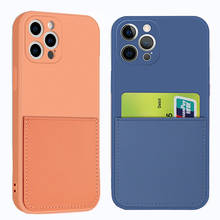 Candy Color Silicone Phone Case For iPhone 12 13 SE 2020 11 Pro Max XS X XR 6 7 8 Plus Wallet Card Holder Soft Shockproof Cover 2024 - купить недорого