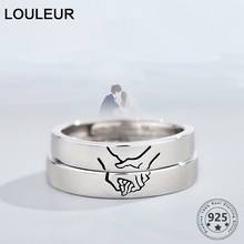 LouLeur, 100% Стерлинговое Серебро 925 пробы, кольца для пар, оригинальные, креативные, удерживающие руки, отрегулированные, обручальные кольца для пар, ювелирные изделия, подарки 2024 - купить недорого