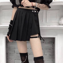 Women Mini Black Skirt Office Sexy Casual Irregular Button High Waist Harajuku Skirt Ladies A-Line Club Pleated Skirt 2024 - buy cheap