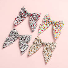 12 pcs/lot, 3.5 inches Floral print Sailor Bow Hair Clips or Nylon headbands, School Girl fabric hair Bow clips hair accessories 2024 - buy cheap