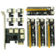 Nueva tarjeta de aumento PCI-E PCI Express 1X a 16X 1 a 4 USB 3,0 adaptador de cubo multialicate con 4 piezas 6pin riser para BTC minero 2024 - compra barato