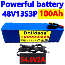 Batería de iones de litio de 48V 100ah 1000w 13S3P XT60, paquete de 100000mah para bicicleta eléctrica, Scooter con BMS y cargador, 54,6 v 2024 - compra barato