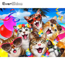 EverShine Diamond Embroidery Cartoon Cat Rhinestones 5D Diamond Painting Animal Full Drill Square Mosaic Cross Stitch Wall Decor 2024 - buy cheap