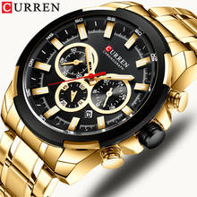 Curren-novo relógio casual masculino com cronógrafo, aço inoxidável, à prova d'água, estilo negócios 2024 - compre barato