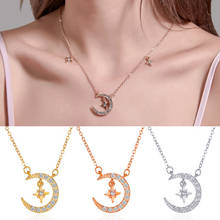 Moon Star Collarbone Necklace Fashion Women Shining Crystal Moon Star Pendant Chain Jewelry Charm Clavicle Necklace Gift 2024 - buy cheap