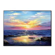 The sunset is red the sea Oil Painting 100% Handpainted Paintings Wall Art Home Decor Picture  Modern Oil Painting On Canvas 2024 - buy cheap