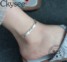 Ckysee News Design 925 Sterling Silver Leaf Anklet Jewelry For Woman Summer Anklet Birthday Gifts Daily All-Match 2024 - buy cheap