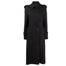 2021 primavera nova chegada preto trench coat feminino ol rendas até magro único breasted longo blusão 2024 - compre barato