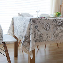 Toalha de mesa de algodão peônia branca, tecido de mesa para jantar, mesa de chá vintage, renda, decoração de casa 2024 - compre barato