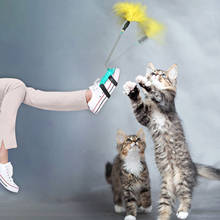 Игрушка для кошек, Интерактивная палочка-тизер в виде пера, эластичный котенок, забавная дразнящие игрушки дл животных для ног, игрушка для питомцев, товары для кошек 2024 - купить недорого