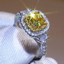 Modyle Silver Color Luxury Rings for women Yellow Canary Created Diamante Party gift Fashion jewelry 2024 - buy cheap