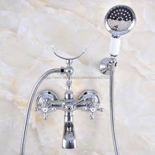 Polished Chrome Bathroom Tub Faucet Telephone Style Bathroom Bathtub Wall Mounted With Handshower Swive Tub Spout Nna720 2024 - buy cheap