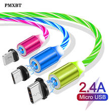 Magnetic USB Charger Cable LED Lighting Flowing Glow Cord Type C/Micro USB/8 Pin For iphone 6 7 Android Phone Fast Luminous Wire 2024 - buy cheap