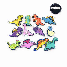 Juego de 12 unids/set de broches de animales de dibujos animados, alfileres de PVC, insignias de dinosaurio para niños, regalos de fiesta, decoración en mochila, ropa, sombrero 2024 - compra barato