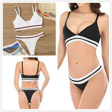 Bikinis brasileños sexys con Push-Up para mujer, traje de baño triangular, conjunto de Bikini de vendaje de retazos, trajes de baño de retazos, ropa de playa 2024 - compra barato