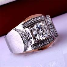 Оригинальные однотонные кольца из стерлингового серебра 925 пробы для мужчин, роскошные круглые обручальные кольца с бриллиантами 2 карата, мужские ювелирные изделия, Размер 7-12 2024 - купить недорого