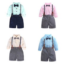 Conjunto de camisa de manga larga y pantalones cortos para niño, ropa de moda para niño, otoño 2024 - compra barato