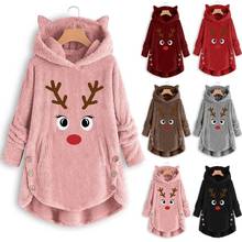 2019 Fashion Women Printed Cat Ears Hooded Large Size Long Sleeve Button Sweater Warm Pullover Christmas Casual Tops Sweaters 2024 - buy cheap