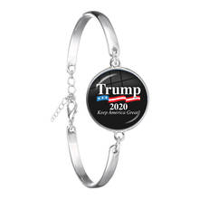 Keep America Great Glass Cabochon Bracelet USA Flag Trump 2020 American Election Silver-Plated Chain Bangle Jewrlry For Support 2024 - buy cheap