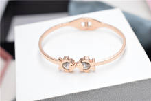 Endeli 2021 venda moda jóias temperamento titânio aço rosa ouro beijo peixe pulseira de cristal swarovskis para os amantes 2024 - compre barato