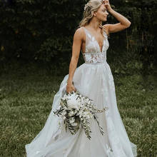 Ita-vestido de noiva com apliques de renda marfim, sem costas, com decote em v, para praia, noiva, 2021 2024 - compre barato