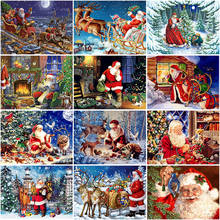 DIY 5D Diamond Painting Santa Claus Full Round Rhinestone Snow Scenery Diamond Embroidery Cross Stitch Mosaic Christmas Gift 2024 - buy cheap