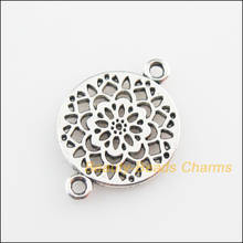 New 35Pcs Tibetan Silver Color Round Flower Charms Connectors 14x20mm 2024 - buy cheap