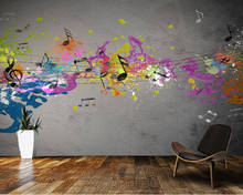 Пользовательские papel де parede infantil, граффити музыкальная настенная живопись для дивана декорация фона водонепроницаемые обои 2024 - купить недорого