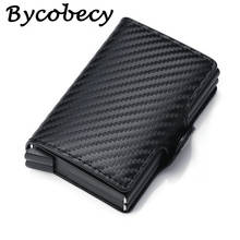 Bycobecy Carbon Fiber Anti Rfid Credit Card Holder Men Double Cardholder Case Wallet Metal Business Bank Creditcard Male Wallet 2024 - buy cheap