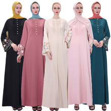 Dubai Women Abaya Dress Muslim Flare Sleeve Embroidery Islamic Jilbab Vintage Kaftan Casual Maxi Dress Turkey Ramadan Robe Arab 2024 - buy cheap