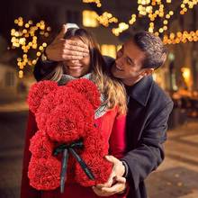 Valentines Day Gift 40cm Red Rose Teddy Bear Rose Flower Artificial Decoration Christmas Gifts Women Valentines Gift 2024 - buy cheap