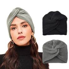 1PC Fashion Hat For Women Knot Bandanas Turban Headband Warm Knit Headband Cap Solid Center Cross Women Hair Scarfs Indian Cap 2024 - buy cheap