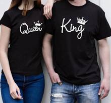 King Queen Letter Crown Print T Shirt Couple Short Sleeve O Neck Loose Tshirt 2020 Summer Women Tee Shirt Tops Camisetas Mujer 2024 - buy cheap