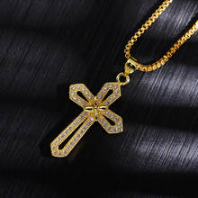 New Luxury Jesus Christ Cross Pendant Necklace Gold Color for Men Women Cubic Zirconia Hollow Pendants Chains Around the Neck 2024 - buy cheap