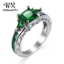 WEGARSTI Real 925 Sterling Silver Rings For Women Emerald Ring Gemstone Aquamarine Cushion Romantic Gift Engagement Jewelry 2024 - buy cheap