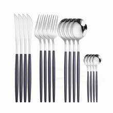 Juego de cubiertos de acero inoxidable para cocina, juego de tenedor, cucharas, cuchillos y cubiertos de plata occidental, 16 piezas 2024 - compra barato