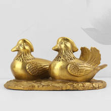 Feng shui Brass Mandarin Duck Bird Statue Carving Wedding Gifts Exquisite China Home Decoration Accessorie Metal Handicraft 2024 - buy cheap