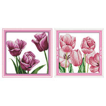 Everlasting Love Purple Tulip  Chinese Cross Stitch Ecological Cotton Clear Stamped 14CT DIY Gift Christmas Decoration 2024 - buy cheap