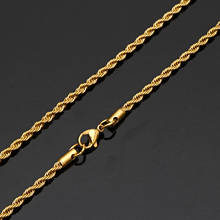 Wholesale 4MM Stainless Steel Rope Chain 2PCS Women Necklace 20inch  Gold Short Chain Fashion Hip Hop Men Jewelry 2024 - buy cheap