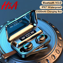 Беспроводные наушники H & A Bluetooth V5.0, спортивные наушники с микрофоном, зарядным устройством Водонепроницаемая гарнитура, 2200 мА · ч, для Android 2024 - купить недорого