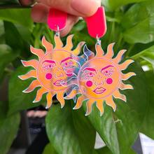 Vintage Sun Earings Fashion Jewelry Acrylic Drop Dangle Earring Best Friend Gifts Funny Accessories 2024 - buy cheap