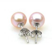 Jewelry Free Shipping  AAA+++ 7mm perfect round lavender pink akoya pearl earring  14k white gold 2024 - buy cheap