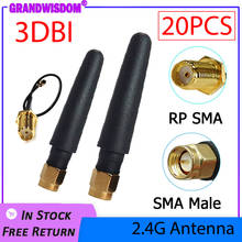 2.4 GHz Antenna wifi 3dBi 20pcs SMA Male Connector 2.4ghz antena for Router Wi fi +21cm RP-SMA to ufl./ IPX 1.13 Pigtail Cable 2024 - buy cheap
