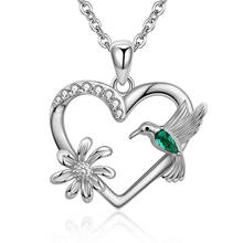 925 Sterling Silver Hummingbird Pendant Zircon Necklace With Flower Bird Animal Jewelry for Women Girlfriend Wife Valentine Gift 2024 - buy cheap