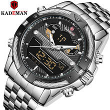 Kademan-relógios masculinos luxuosos de quartzo, aço, à prova d'água, estilo fino, casual, esportivo 2024 - compre barato