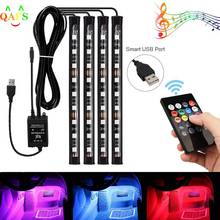 4Pcs/lot 9LED RGB Car Interior Atmosphere Footwell Strip Light USB Charger Decor Lamp 2024 - buy cheap