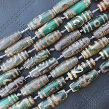 Cuentas de ágatas Dzi del Tíbet, abalorios de 38-40mm con muchos patrones, color verde antiguo, para fabricación de joyas DIY, 4 Uds. 2024 - compra barato
