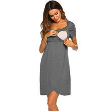 Solid Maternity Nursing Short Sleeved Dress Women Maternity Mini Dress Summer Pregnant Casual Irregular Dress Daily Wearing 2024 - buy cheap